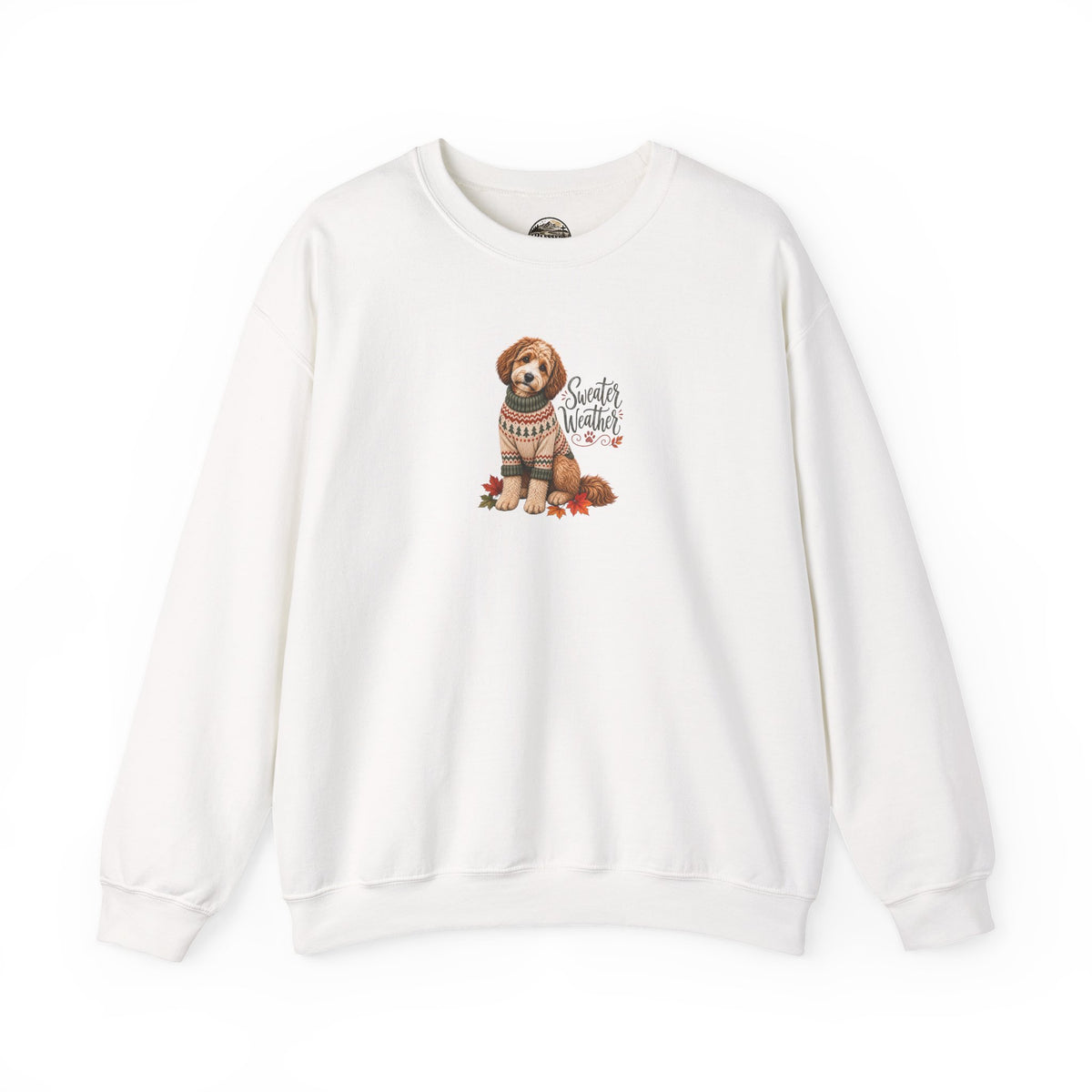 Dog in Sweater Crewneck Sweatshirt — "Sweater Weather" Cozy Fall Pullover