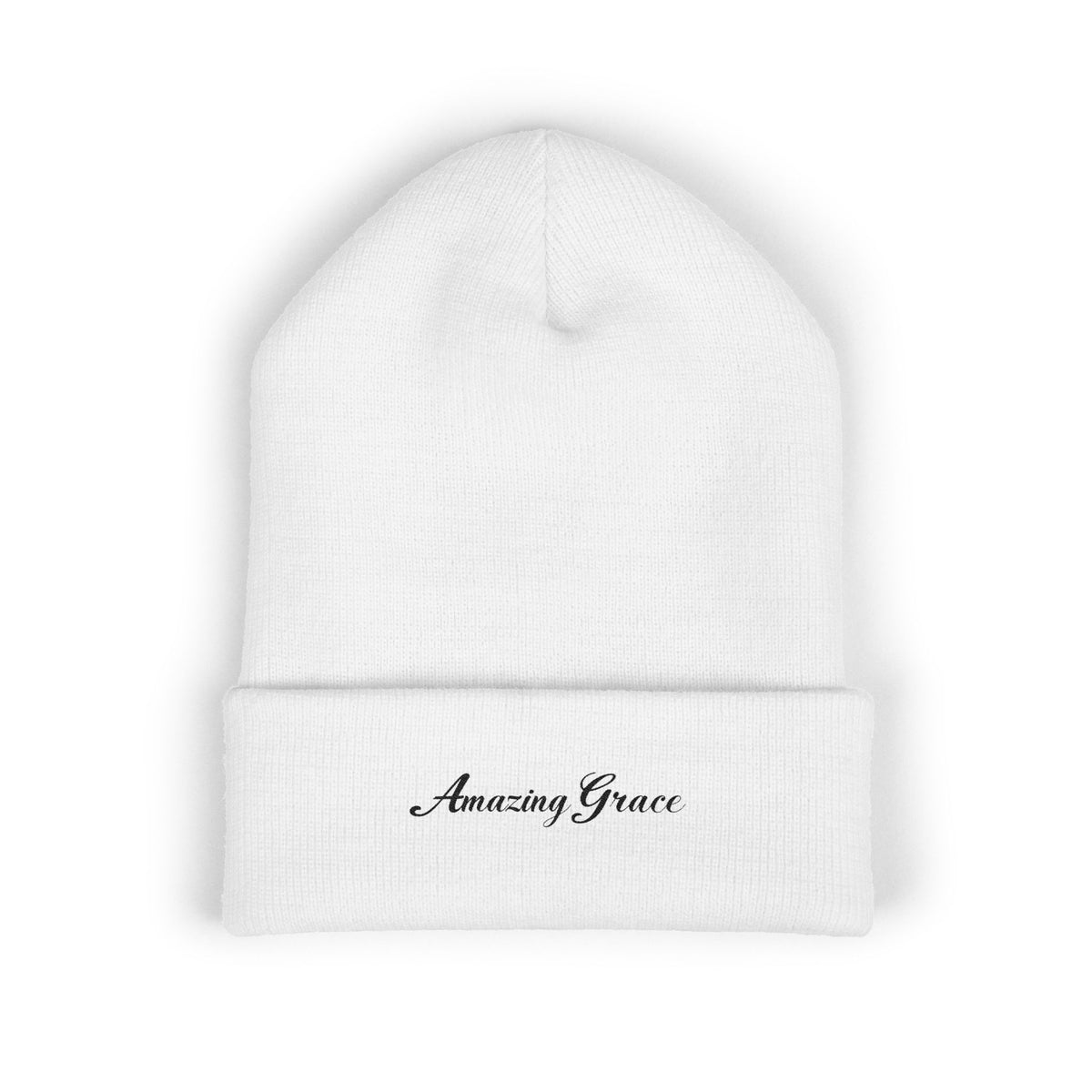 Amazing Grace Embroidered Cuffed Beanie — Faith-Inspired Winter Hat