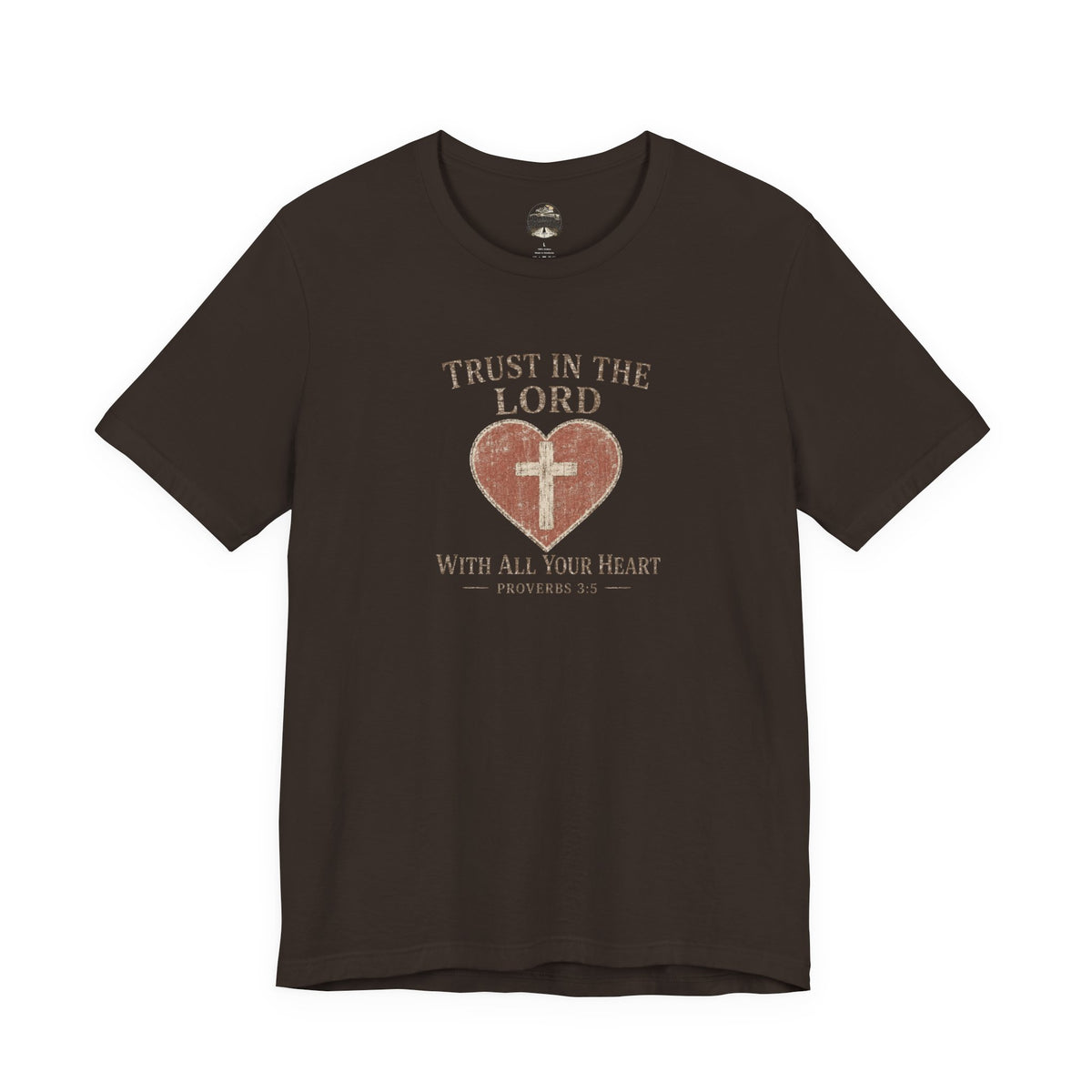 Trust in the Lord Tee — Heart & Cross Proverbs 3:5 Christian T‑Shirt