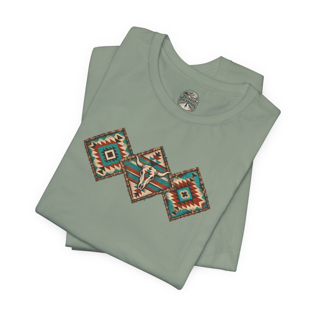 Southwestern Diamond Aztec Tee — Native Pattern Graphic T-Shirt