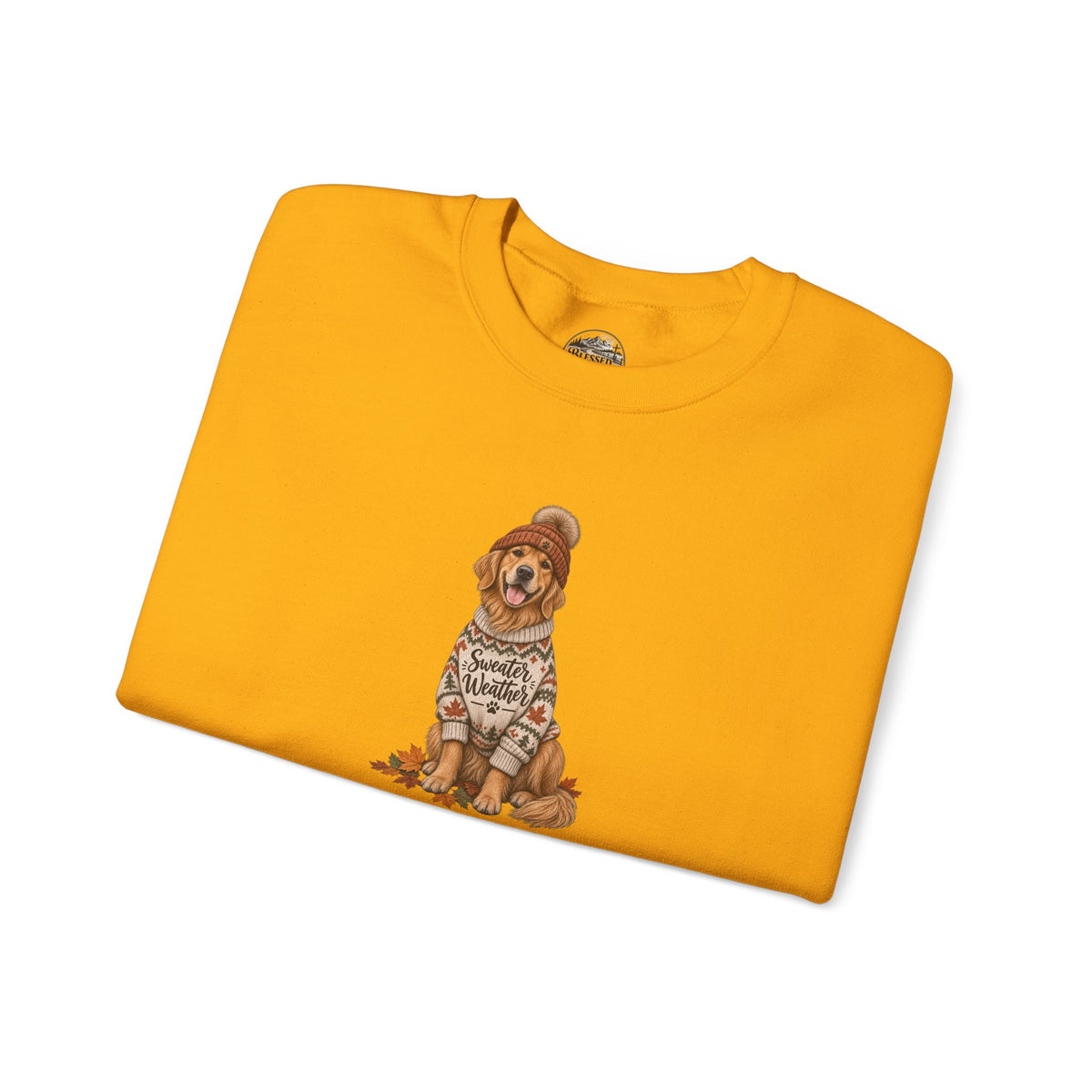 Golden Retriever in Sweater Crewneck Sweatshirt — Cozy Dog Lover Pullover