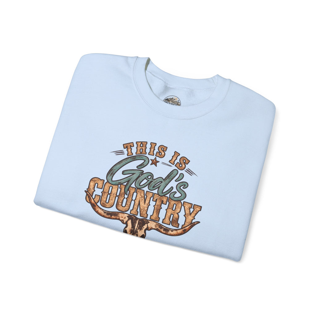 Crewneck Sweatshirt — "This Is God's Country" Western Graphic