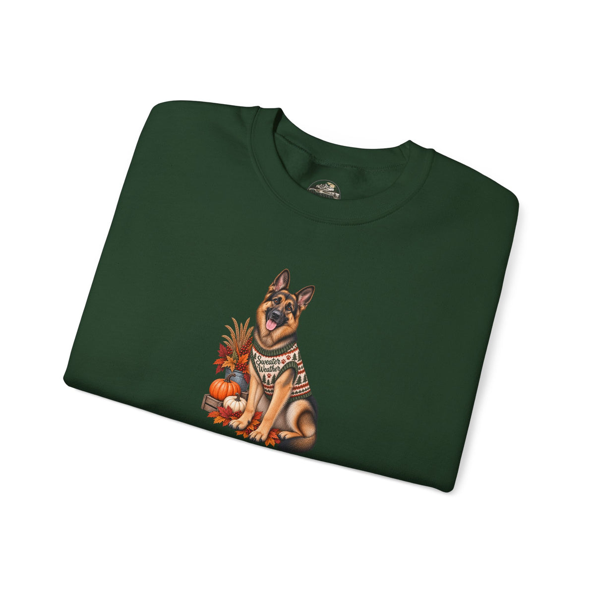 German Shepherd Autumn Pumpkin Crewneck Sweatshirt