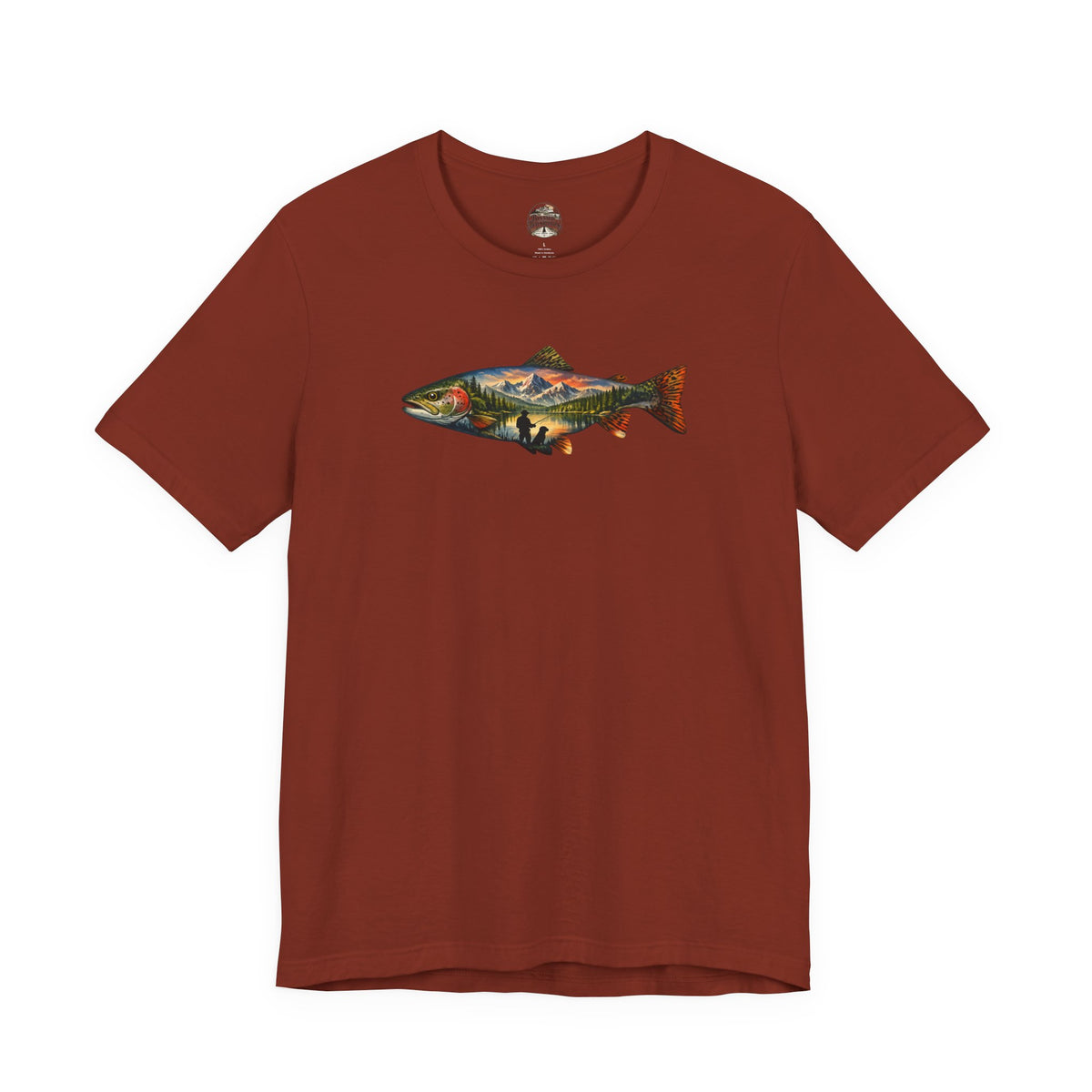 Trout Landscape Graphic Tee — Nature Fisherman T-Shirt