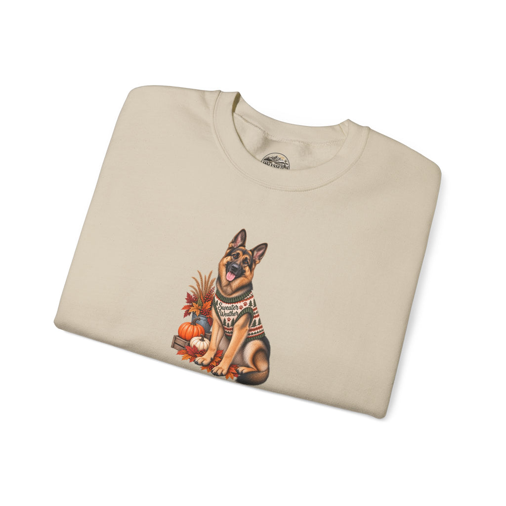German Shepherd Autumn Pumpkin Crewneck Sweatshirt