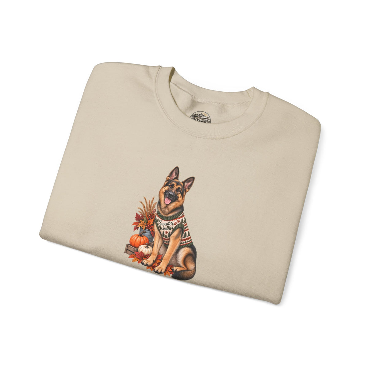 German Shepherd Autumn Pumpkin Crewneck Sweatshirt