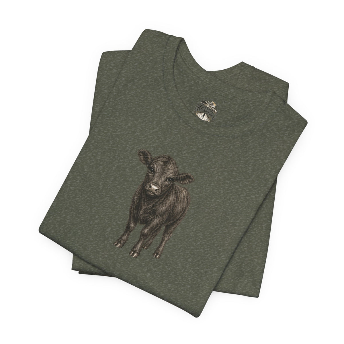 Cow Illustration T-Shirt — Cute Black Calf Graphic Tee