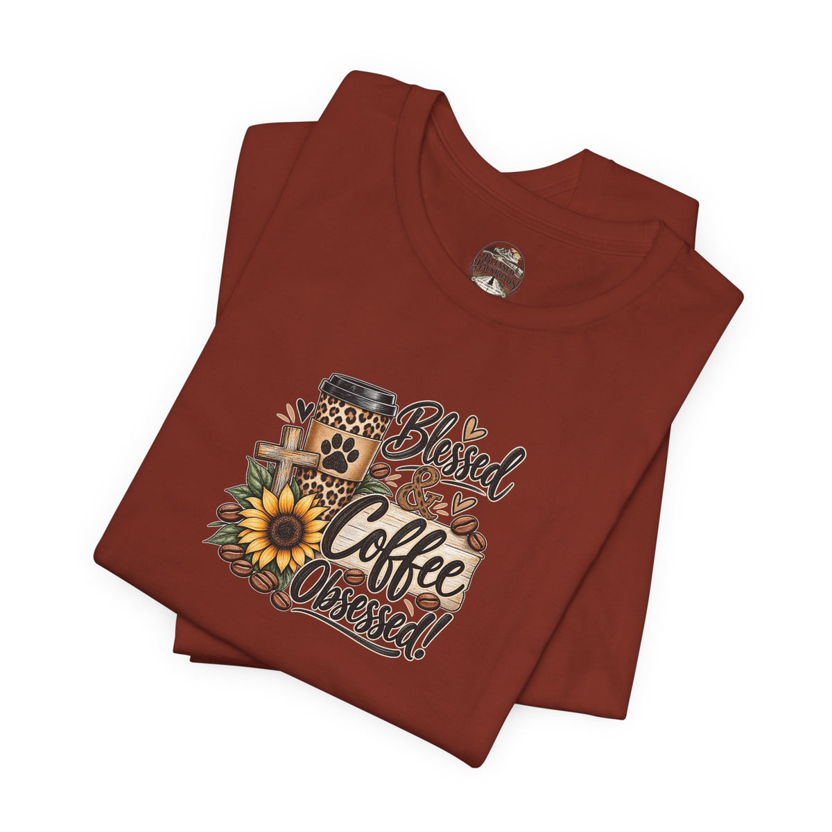 Blessed & Coffee Obsessed Tee — Sunflower Coffee Lover T-Shirt