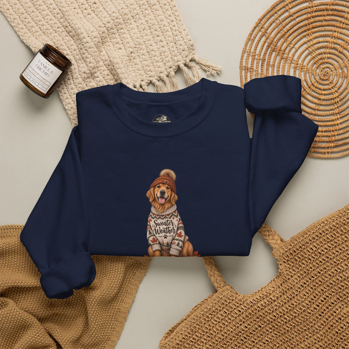 Golden Retriever in Sweater Crewneck Sweatshirt — Cozy Dog Lover Pullover
