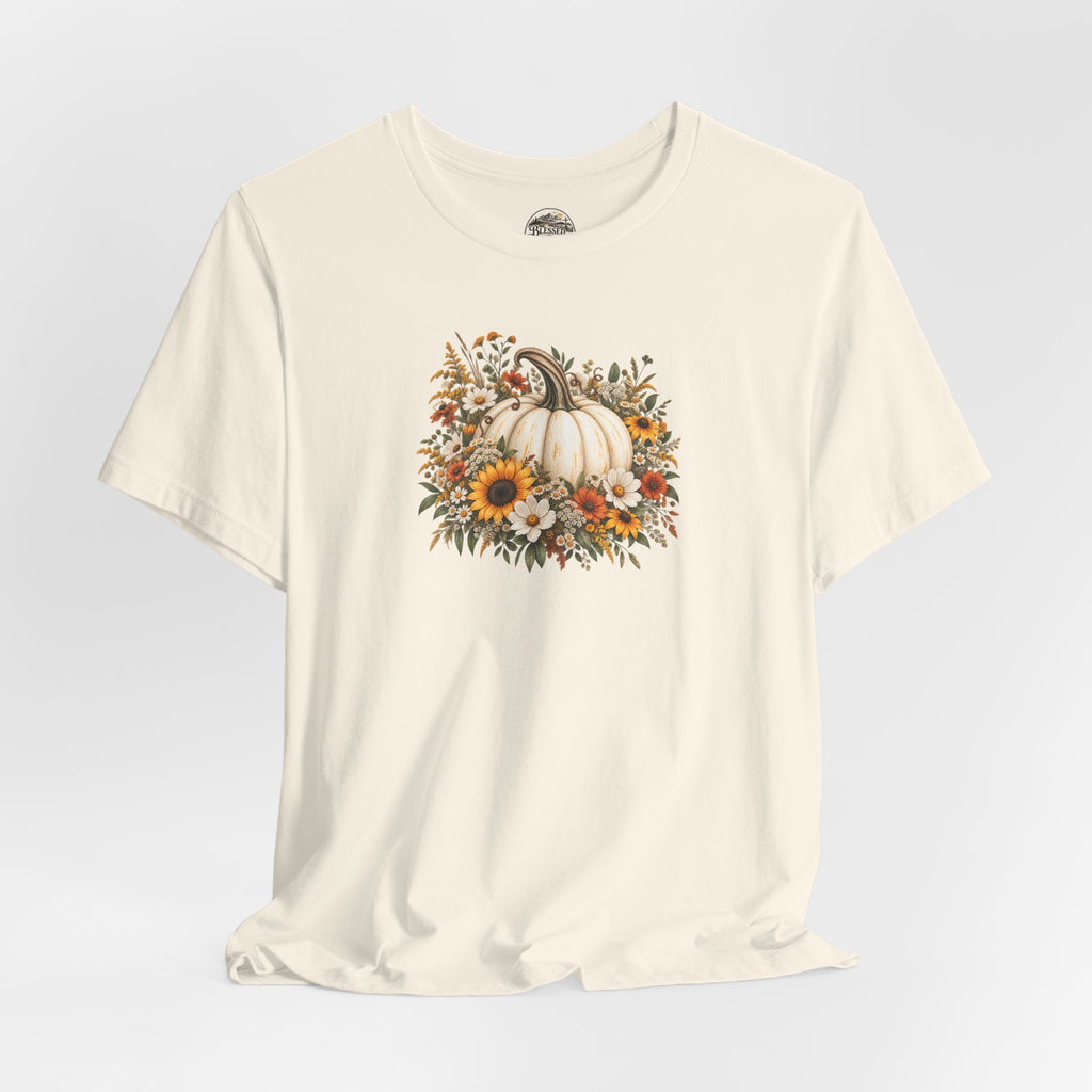 Fall Pumpkin & Sunflower T-Shirt — Autumn Floral Harvest Tee