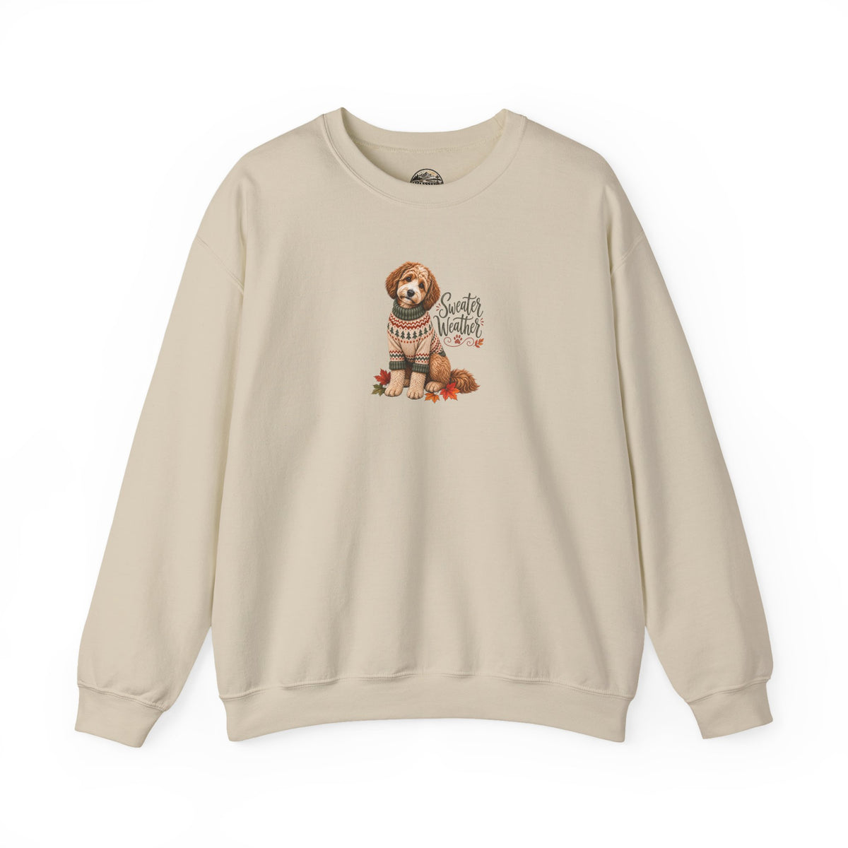 Dog in Sweater Crewneck Sweatshirt — "Sweater Weather" Cozy Fall Pullover