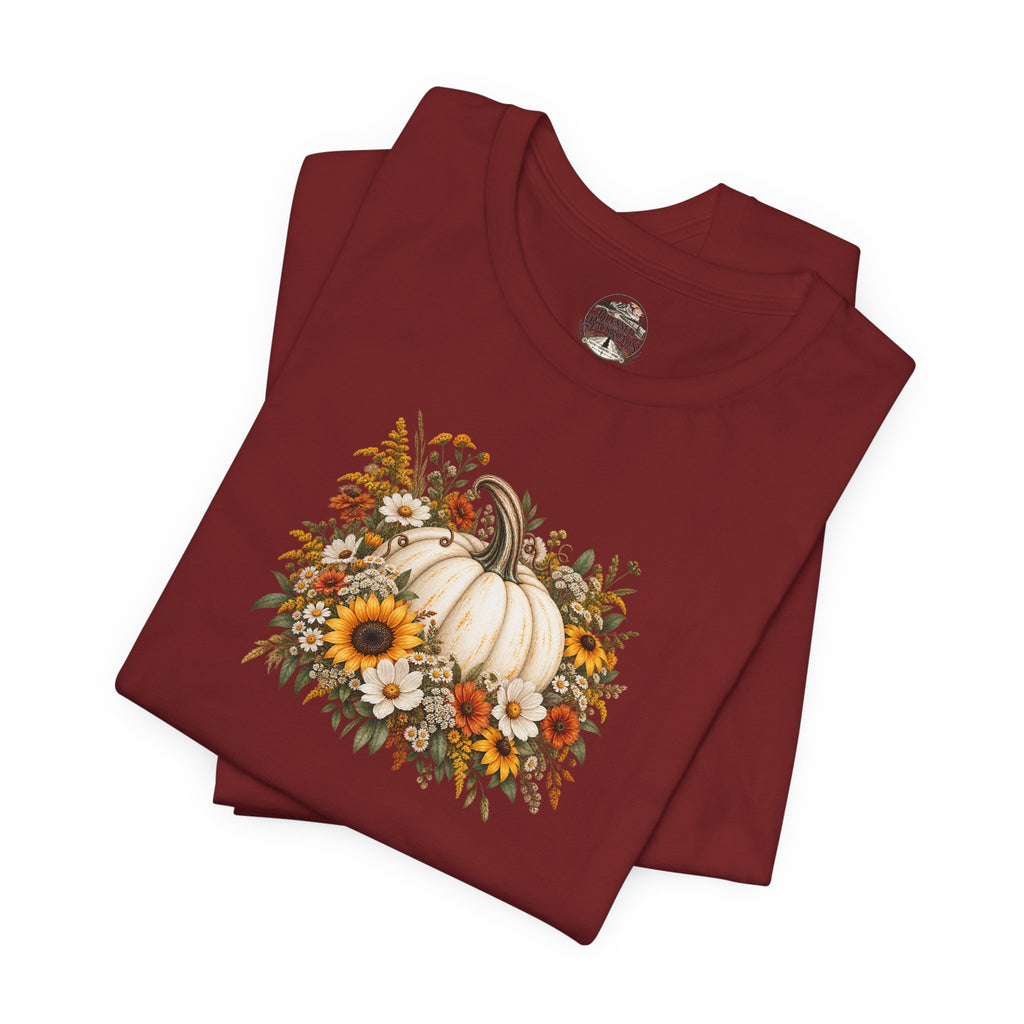Fall Pumpkin & Sunflower T-Shirt — Autumn Floral Harvest Tee