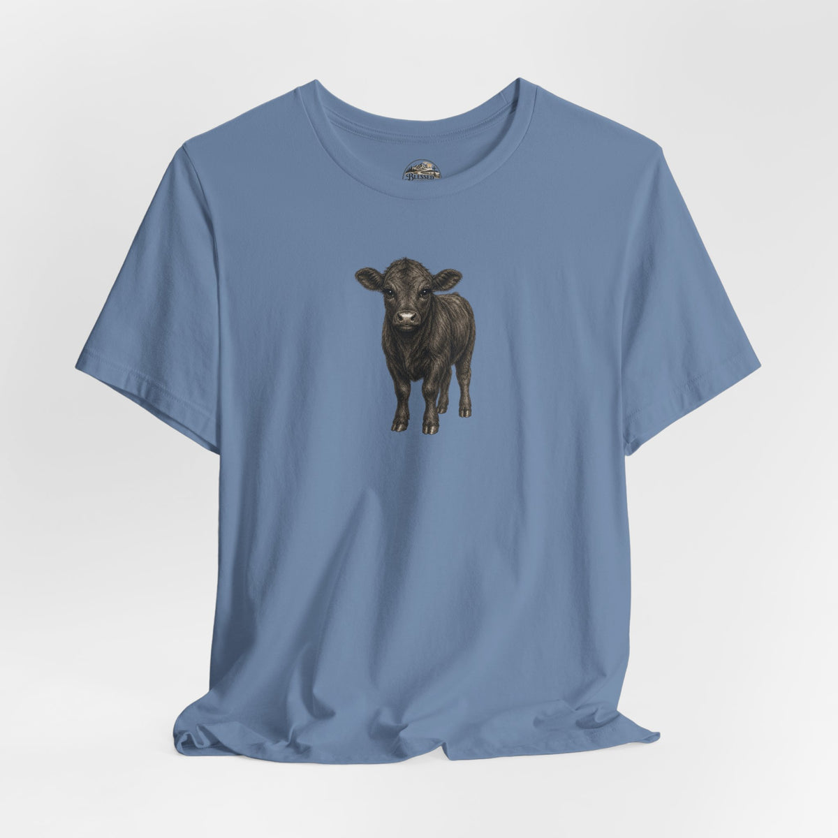 Cow Illustration T-Shirt — Cute Black Calf Graphic Tee