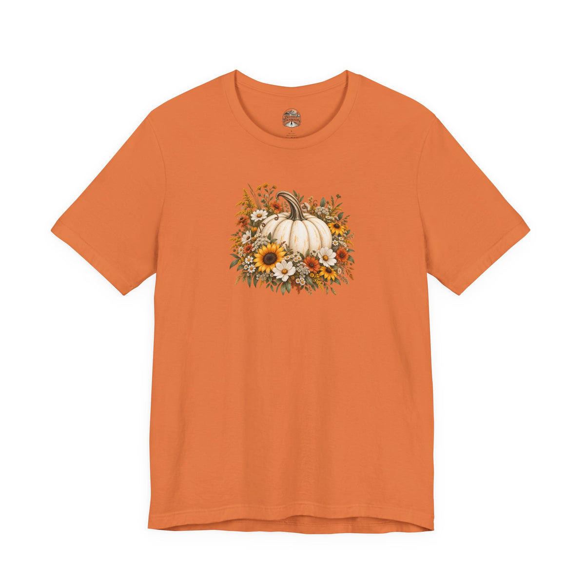 Fall Pumpkin & Sunflower T-Shirt — Autumn Floral Harvest Tee