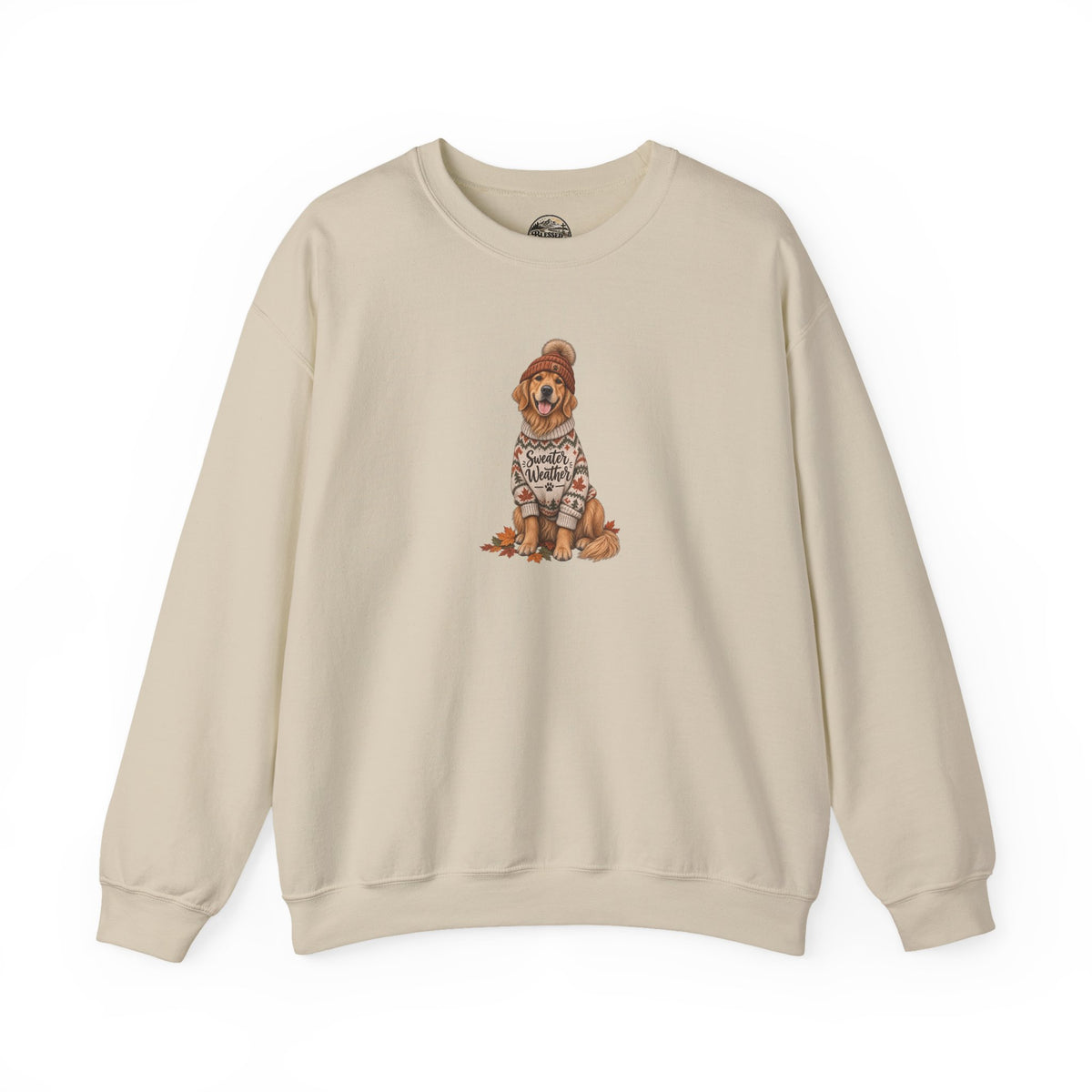 Golden Retriever in Sweater Crewneck Sweatshirt — Cozy Dog Lover Pullover