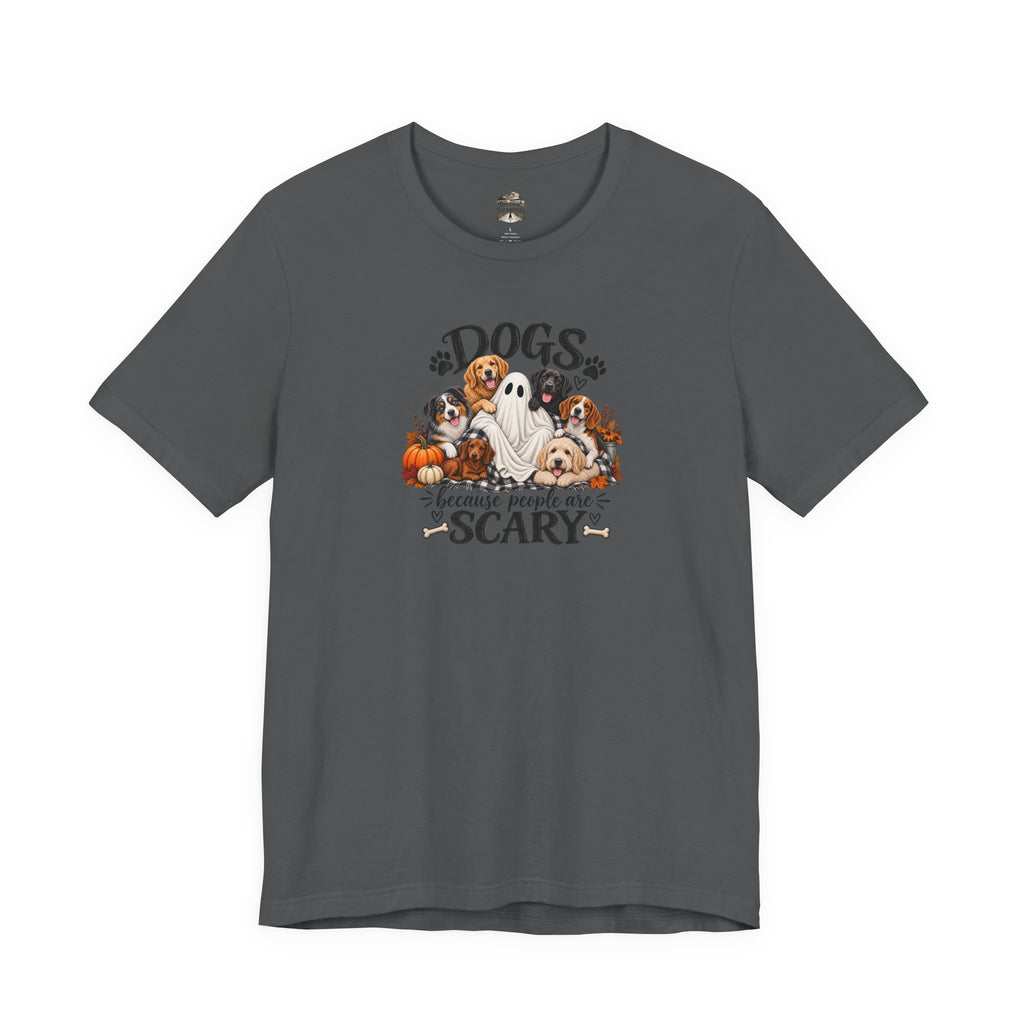 Dogs Because People Are Scary T-Shirt — Cute Halloween Ghost Puppies Tee
