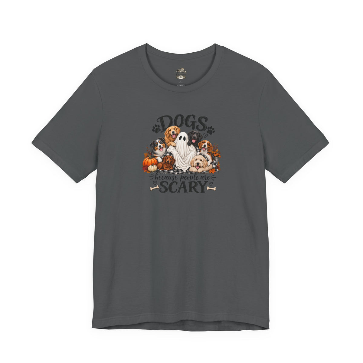 Dogs Because People Are Scary T-Shirt — Cute Halloween Ghost Puppies Tee