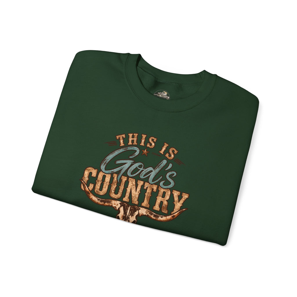 Crewneck Sweatshirt — "This Is God's Country" Western Graphic
