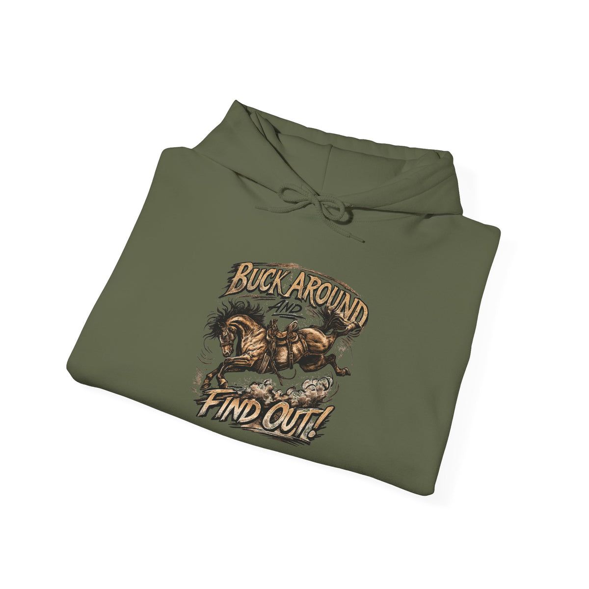 Buck Around Find Out Hoodie - Vintage Rodeo Bison Graphic Pullover