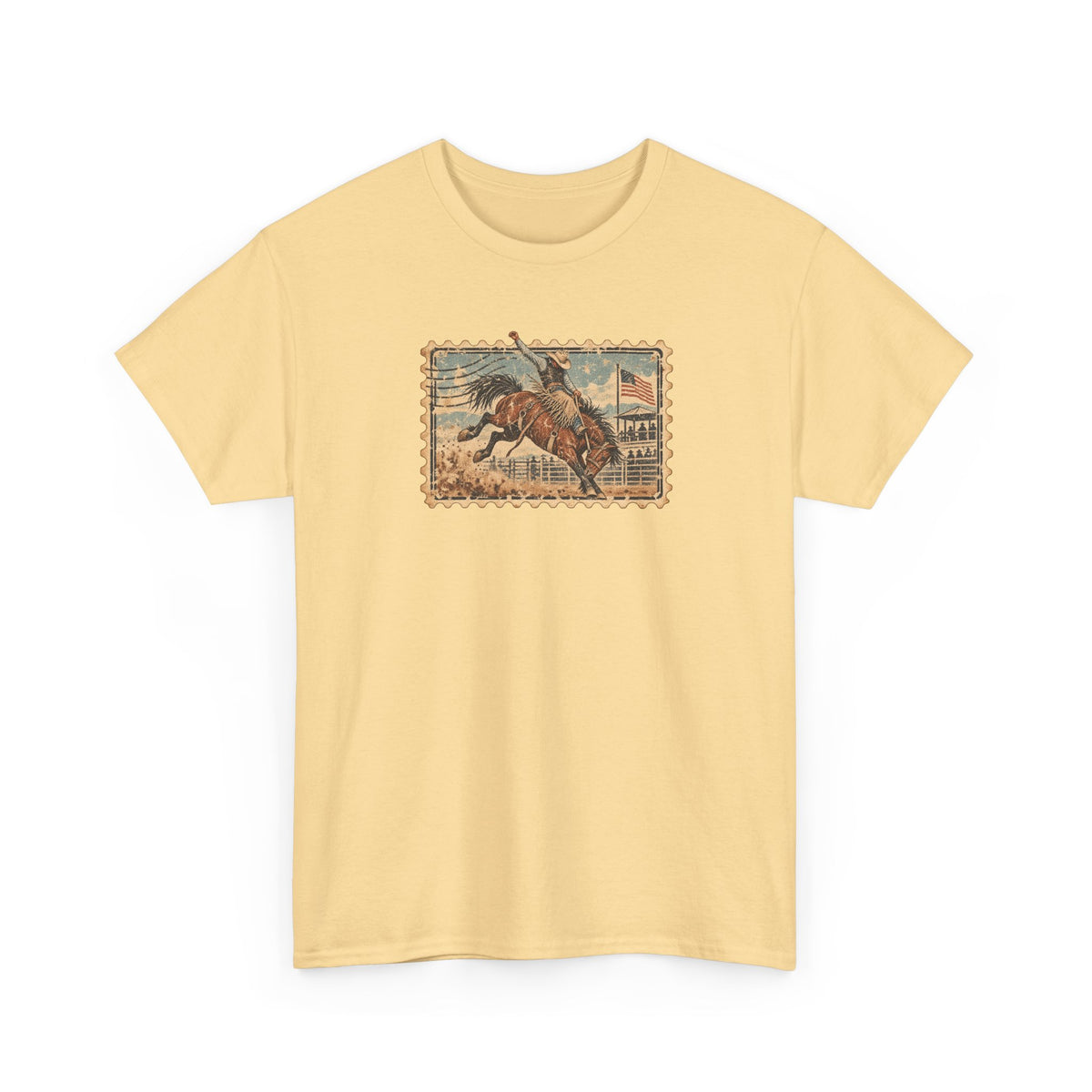 Western Rodeo Stamp T-Shirt — Vintage Bucking Bronco Tee