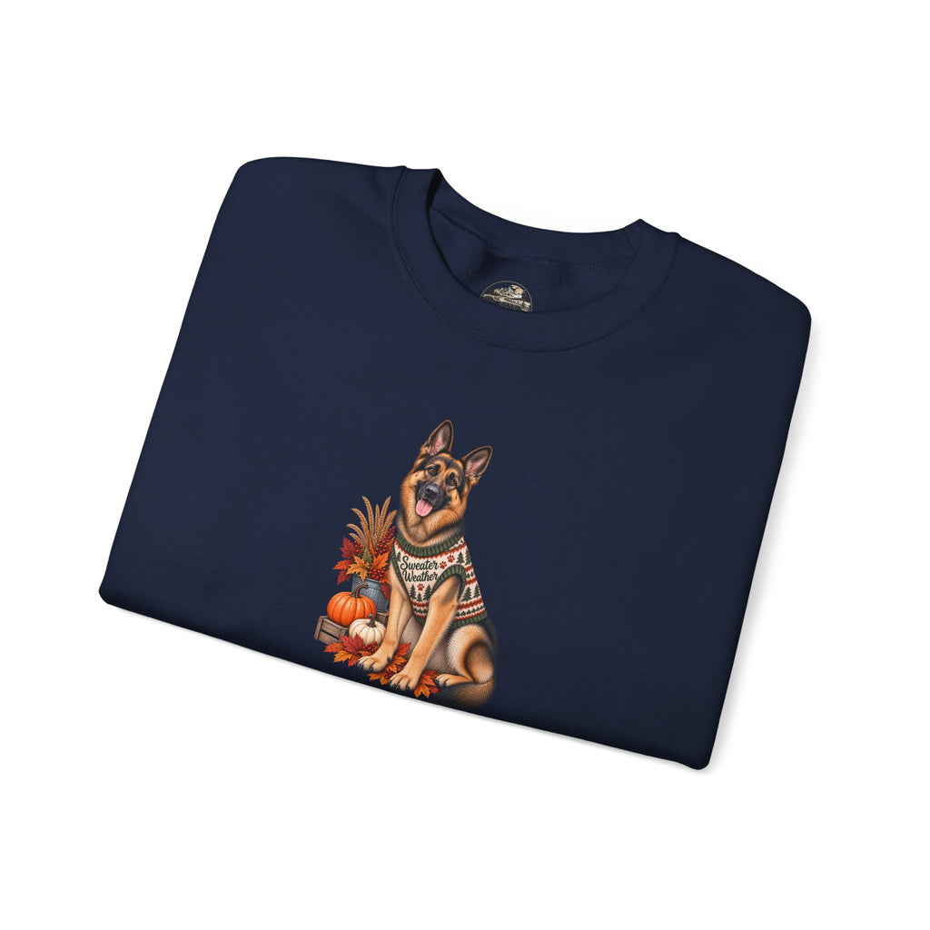 German Shepherd Autumn Pumpkin Crewneck Sweatshirt
