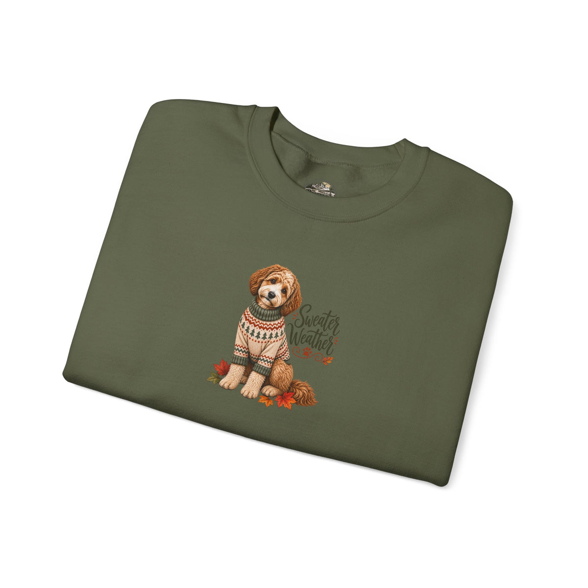 Dog in Sweater Crewneck Sweatshirt — "Sweater Weather" Cozy Fall Pullover