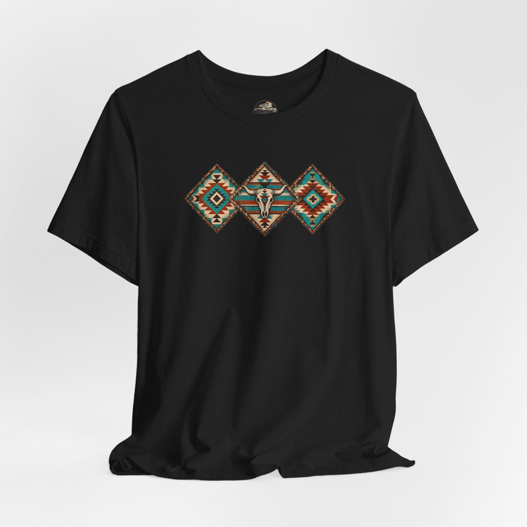 Southwestern Diamond Aztec Tee — Native Pattern Graphic T-Shirt