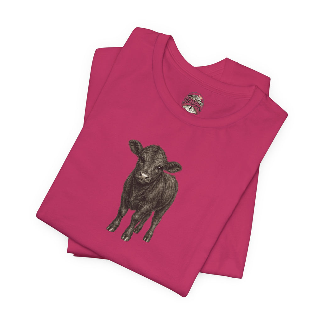 Cow Illustration T-Shirt — Cute Black Calf Graphic Tee