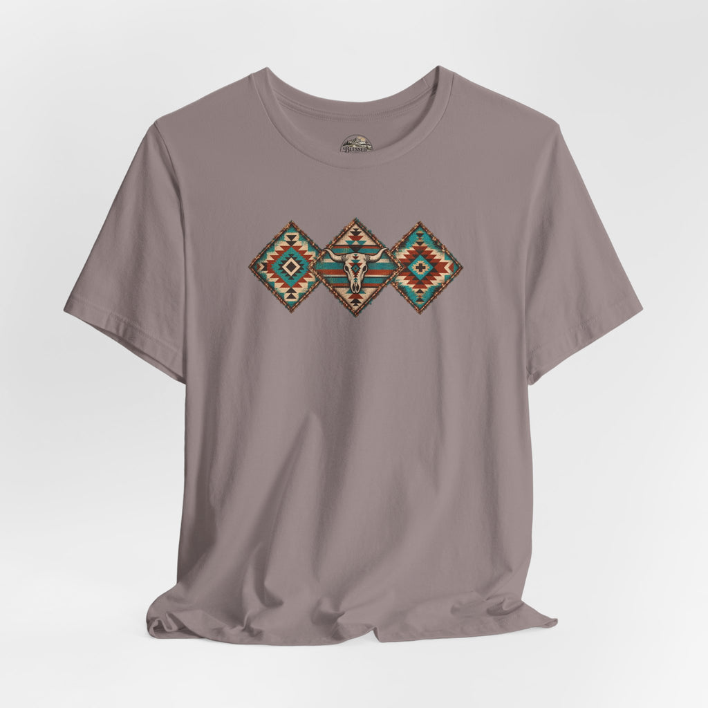 Southwestern Diamond Aztec Tee — Native Pattern Graphic T-Shirt