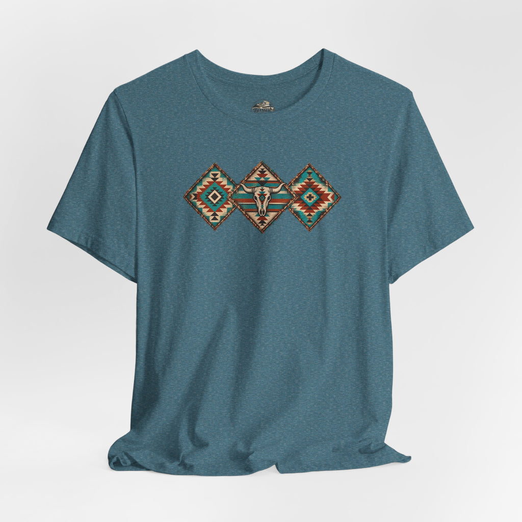 Southwestern Diamond Aztec Tee — Native Pattern Graphic T-Shirt