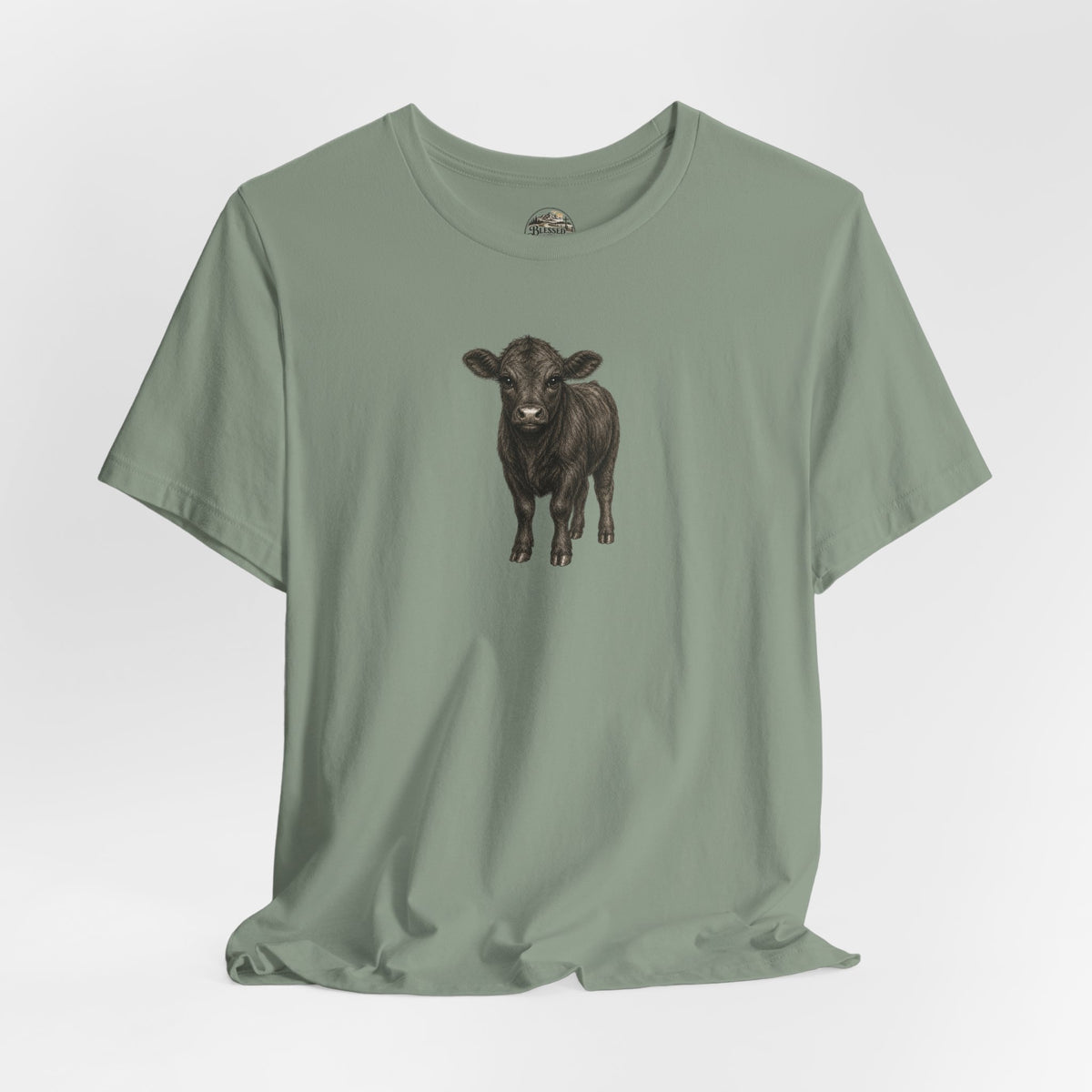Cow Illustration T-Shirt — Cute Black Calf Graphic Tee