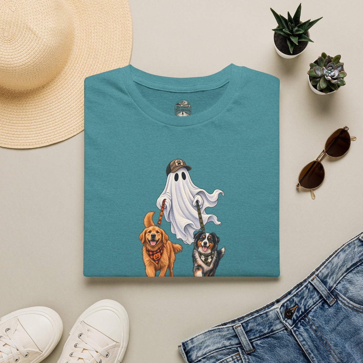 Halloween Ghost with Dogs T-Shirt