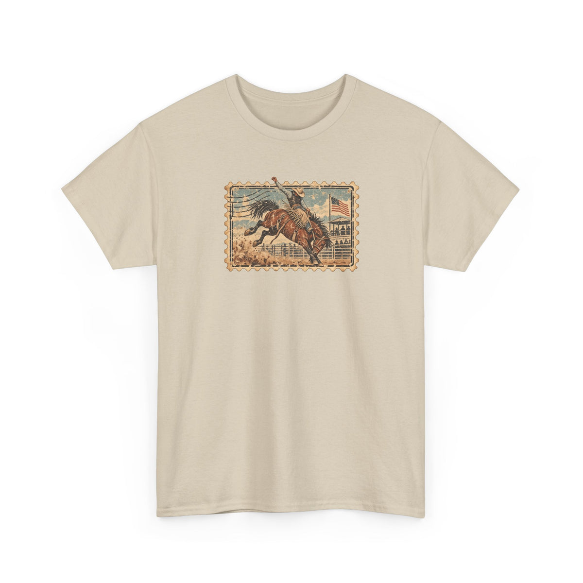 Western Rodeo Stamp T-Shirt — Vintage Bucking Bronco Tee
