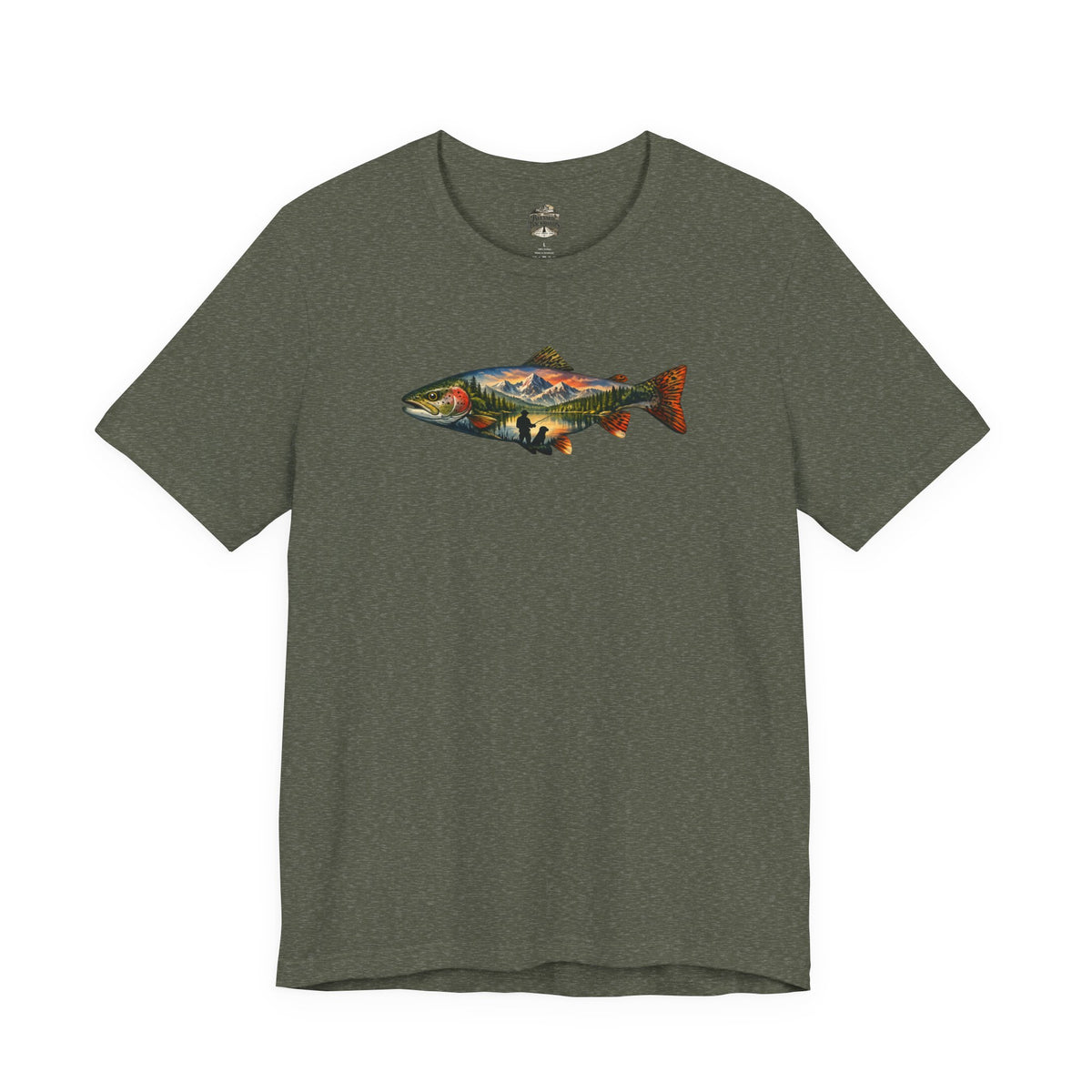 Trout Landscape Graphic Tee — Nature Fisherman T-Shirt
