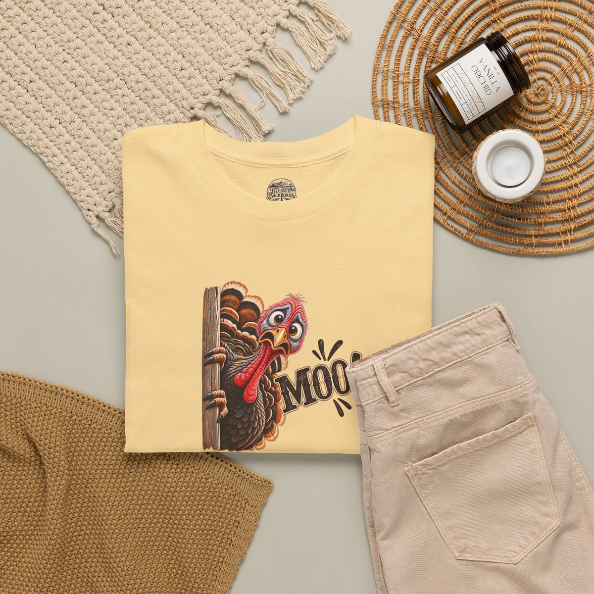 Turkey Peeking 'Moo!' Tee — Funny Thanksgiving Turkey T-Shirt
