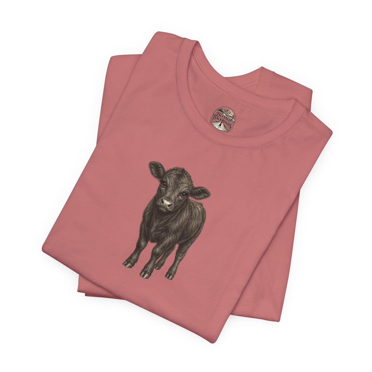Cow Illustration T-Shirt — Cute Black Calf Graphic Tee