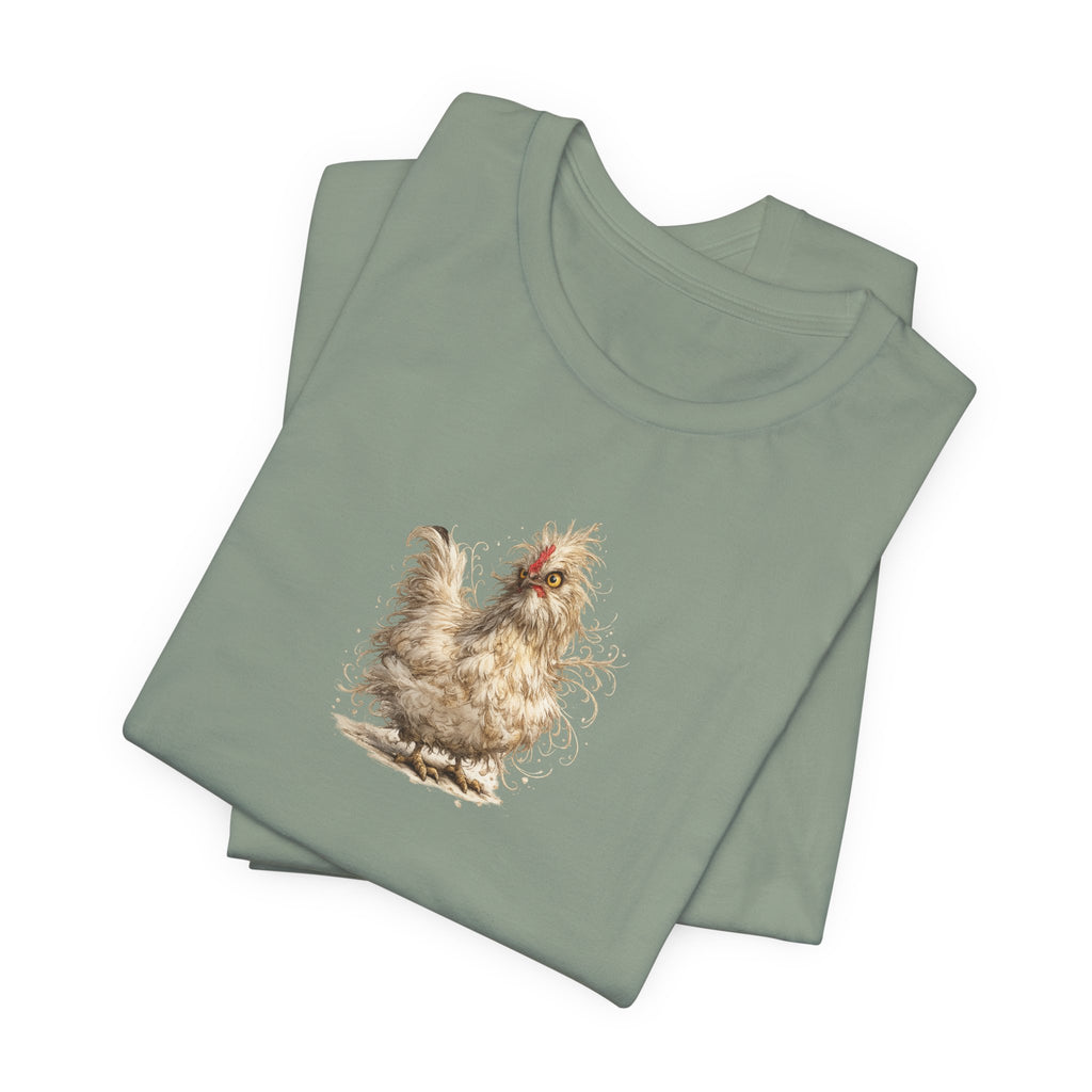 Chicken Illustration T‑Shirt — Fluffy Hen Art Tee for Farm & Animal Lovers