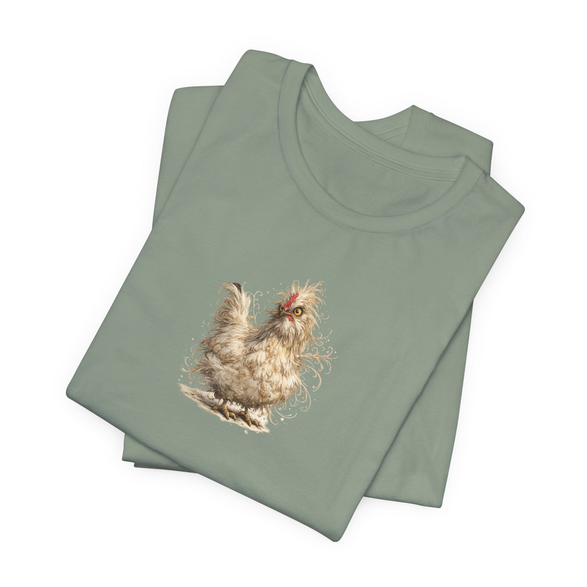 Chicken Illustration T‑Shirt — Fluffy Hen Art Tee for Farm & Animal Lovers