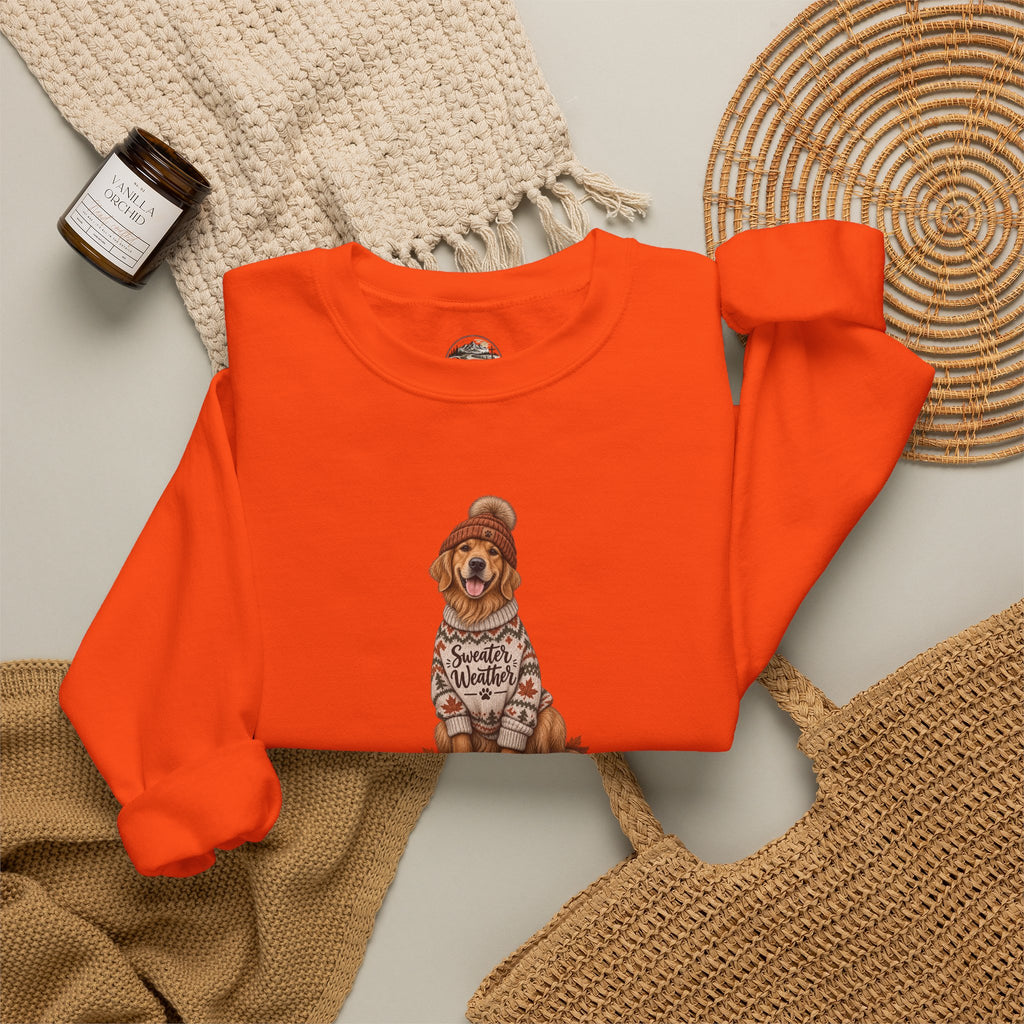 Golden Retriever in Sweater Crewneck Sweatshirt — Cozy Dog Lover Pullover