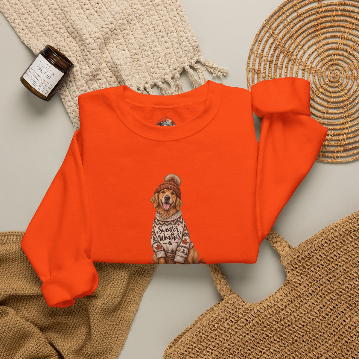 Golden Retriever in Sweater Crewneck Sweatshirt — Cozy Dog Lover Pullover