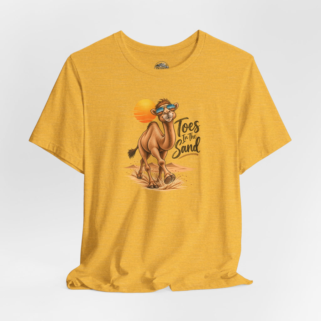 Toes in the Sand Camel T-Shirt — Beach Vacation Sunset Tee