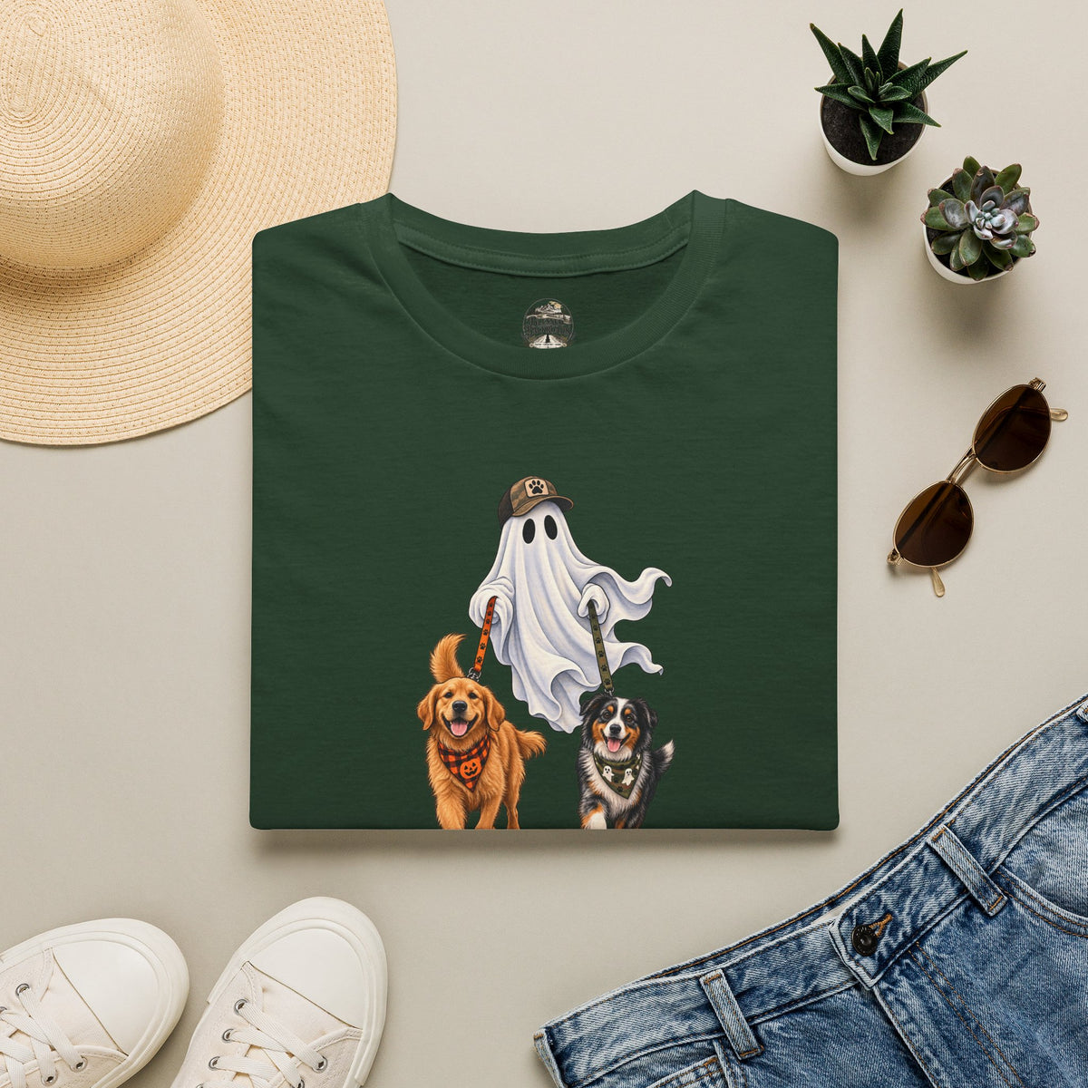 Halloween Ghost with Dogs T-Shirt
