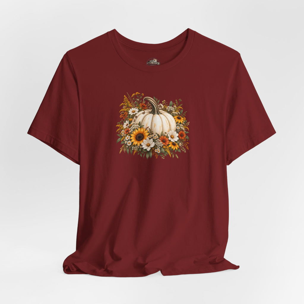 Fall Pumpkin & Sunflower T-Shirt — Autumn Floral Harvest Tee