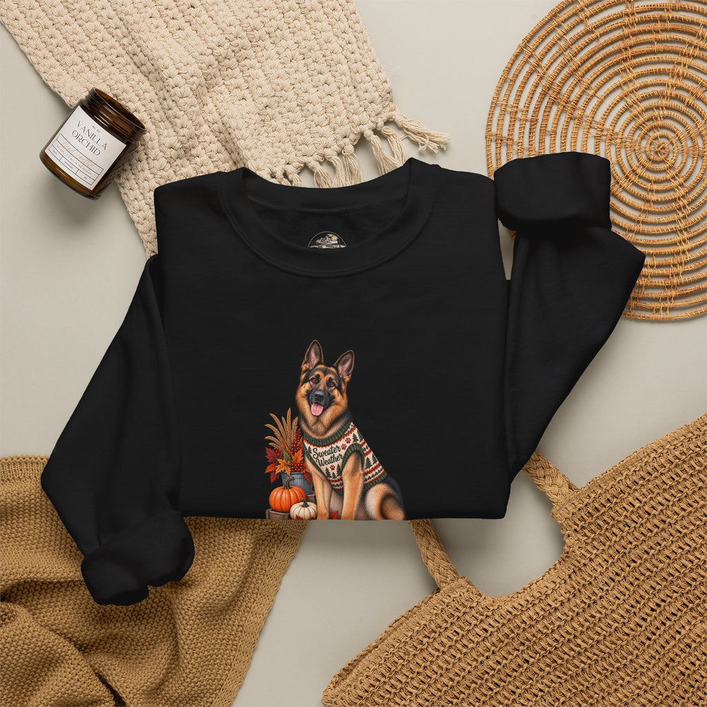 German Shepherd Autumn Pumpkin Crewneck Sweatshirt