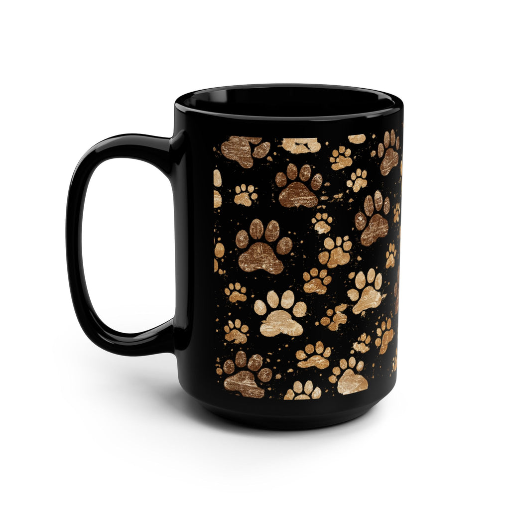 15oz Black Paw Print Coffee Mug