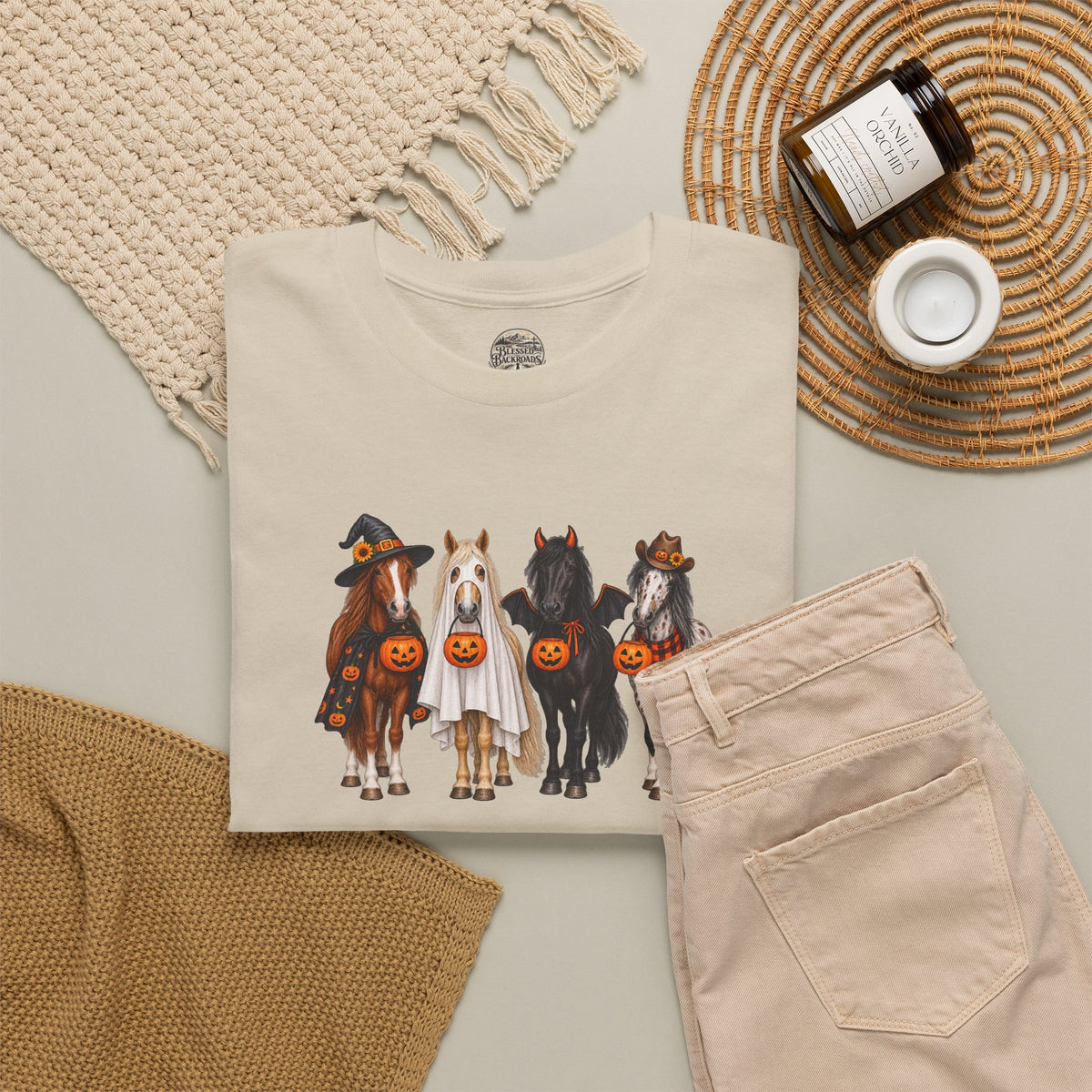 Halloween Horses Graphic Tee – Cute Trick-or-Treat Ponies Costume T-Shirt