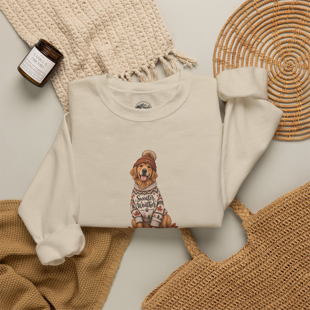 Golden Retriever in Sweater Crewneck Sweatshirt — Cozy Dog Lover Pullover