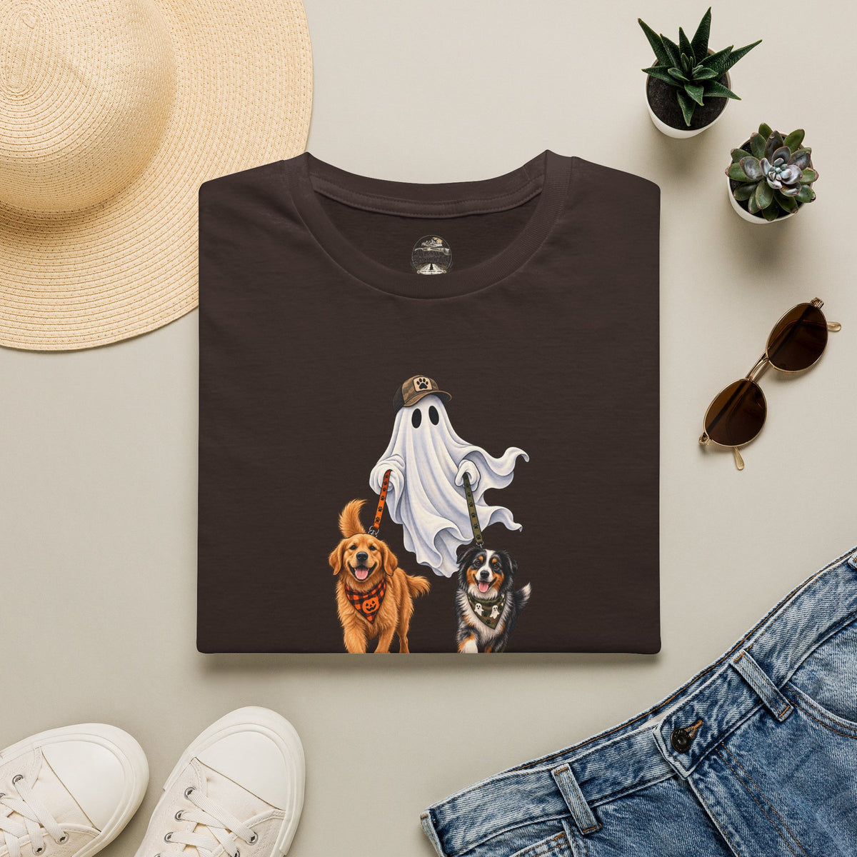 Halloween Ghost with Dogs T-Shirt