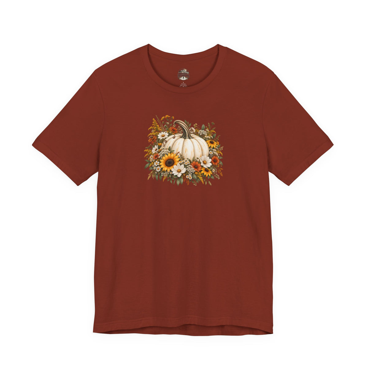 Fall Pumpkin & Sunflower T-Shirt — Autumn Floral Harvest Tee