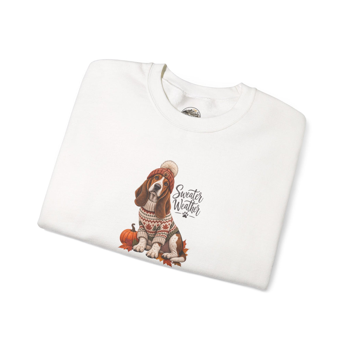 Basset Hound Fall Sweatshirt – 'Sweater Weather' Cozy Autumn Crewneck